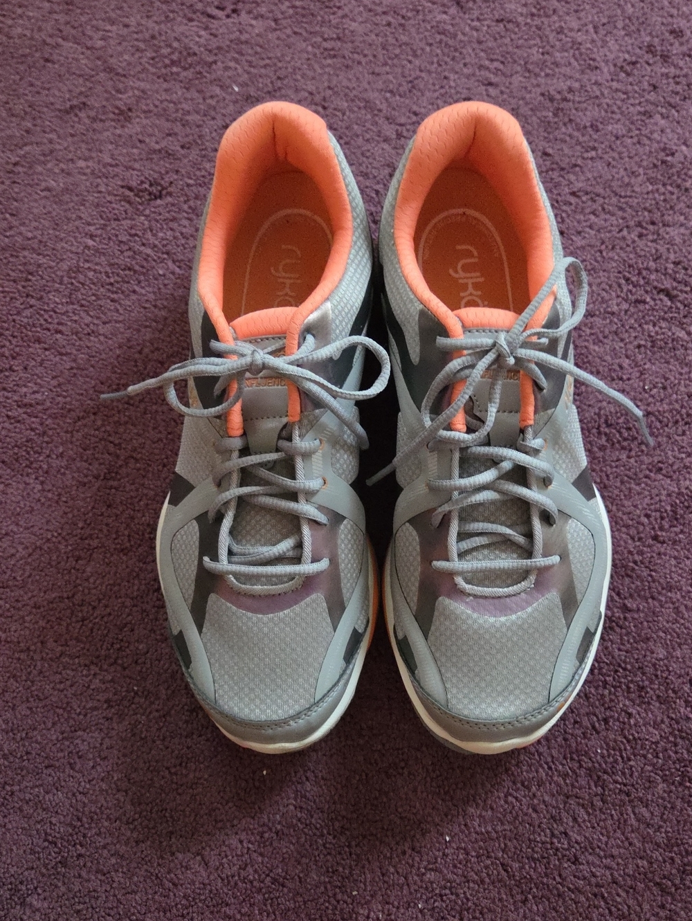 Ryka Women's Gray & Coral Athletic Walking Sneakers